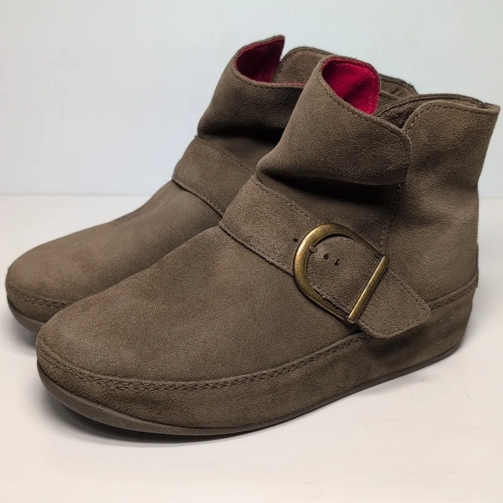 FitFlop Dash brown suede ankle boots women's size 5 EU 36